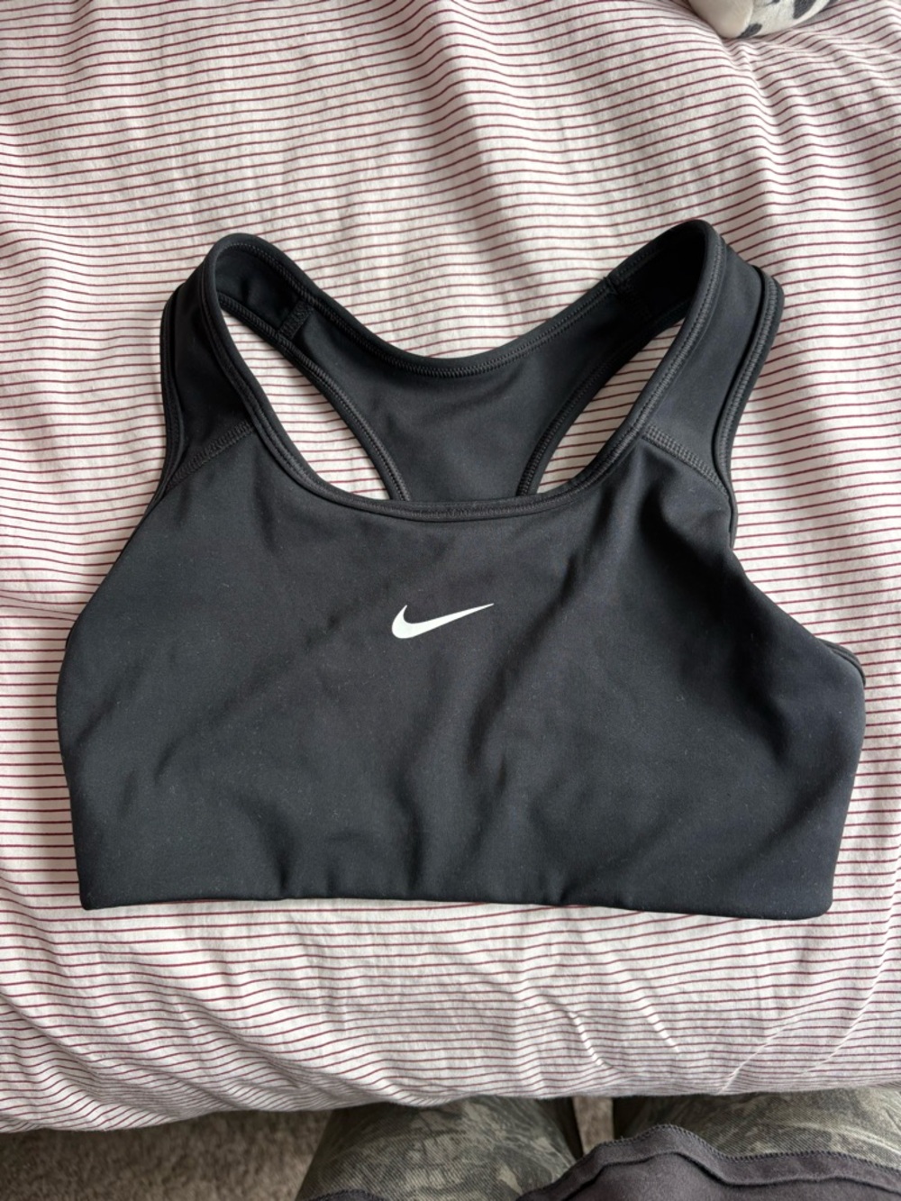Nike Black Racerback Sports Bra with White Swoosh